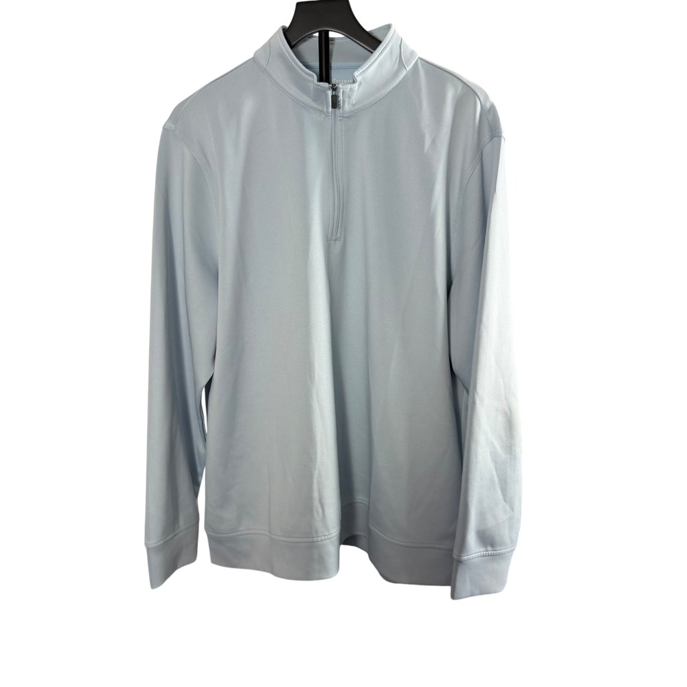 Hickey Freeman Mens XL Light‎ Blue Textured Quarter Zip Pullover Golf Sweater